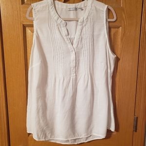 Notations Sleeveless Pintuck Top